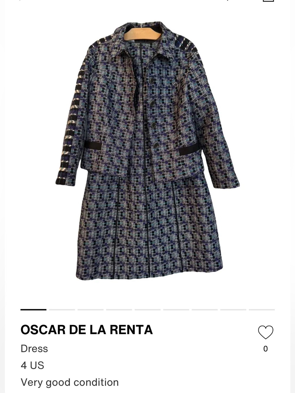 Oscar de la Renta 

Two-Piece Tweed Jacket and Skirt Set in Navy and Black